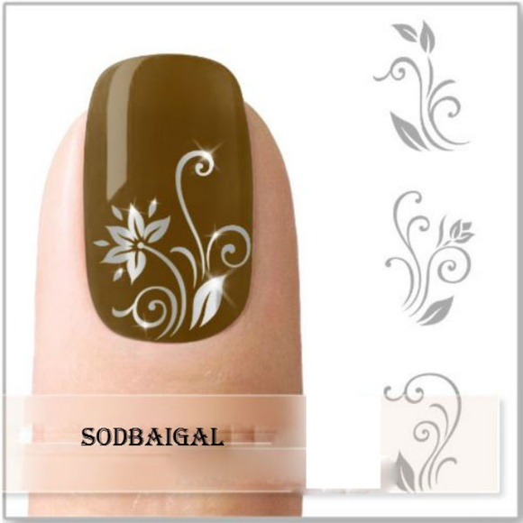 Flower Swirl - Nail Art Decal - blue66 - Picture 2 of 2